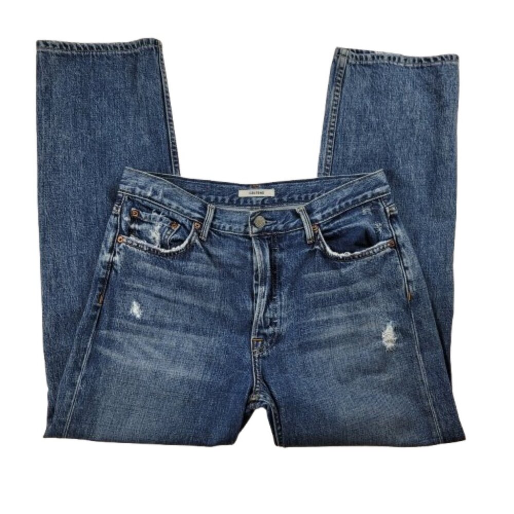 GRLFRND Helena High Rise Straight Jeans Womens Size 28 Distressed Blue Denim - Picture 13 of 13